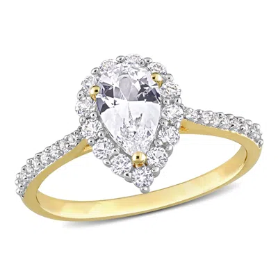 Mimi & Max 1 7/8 Ct Tgw Created White Sapphire Halo Teardrop Ring In Yellow Plated Sterling Silver