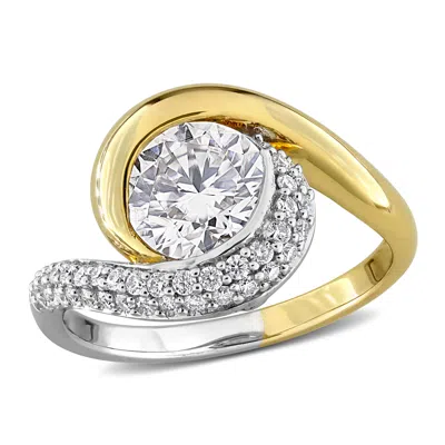 Mimi & Max 1 7/8ct Dew Created Moissanite Swirl Ring In Two-tone Sterling Silver In Gold