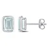 Mimi & Max 1 7/8ct Tgw Aquamarine Bezel Style Emerald Cut Stud Earrings In Sterling Silver In Blue