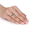Mimi & Max 1-7/8ct Tgw Heart-cut London-blue Topaz Diamond Accent Bow Design Necklace Ring Set 10k White Gold In Blue