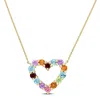Mimi & Max 1 Ct Tgw Multi-color Gemstone Open Heart Pendant With Chain In 10k Yellow Gold In Yellow