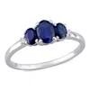 Mimi & Max 1 Ct Tgw Oval Sapphire 3-stone Ring With 0.02 Ct Tw Diamond In 10k White Gold In White