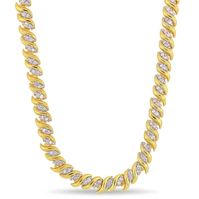 Mimi & Max 1 Ct Tw Diamond S-link Tennis Necklace In Yellow Plated Sterling Silver