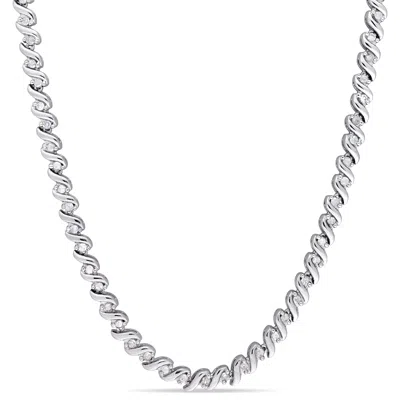 Mimi & Max 1 Ct Tw Diamond Tennis Necklace In Sterling Silver In White