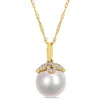 Mimi & Max 10-10.5mm South Sea Pearl And Diamond Accent Necklace In 14k Yellow Gold In Silver