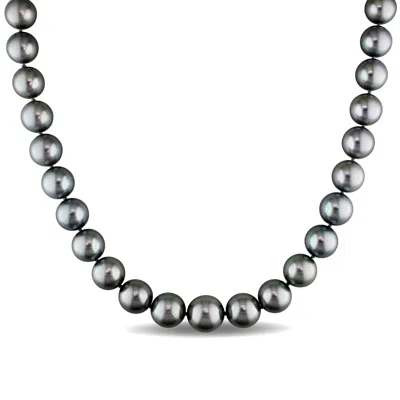 Mimi & Max 10-12.5mm Tahitian Cultured Pearl Necklace With 14k White Gold Clasp In Black