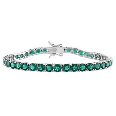 Mimi & Max 10 1/2ct Tgw Created Emerald Tennis Bracelet Sterling Silver Clasp- 7.25 In. In Green