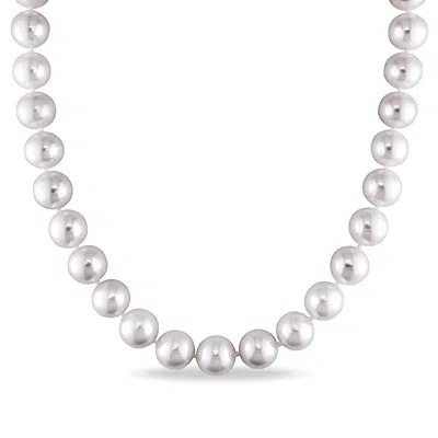 Mimi & Max 10.5-11.5 Mm Round Cultured Freshwater Pearl Strand Necklace 14k Yellow Gold Clasp In White
