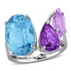 Mimi & Max 10ct Tgw Sky Blue Topaz Amethyst Pink Amethyst Open Ring In Sterling Silver