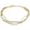 Mimi & Max 10x15.5mm Cultured Freshwater Rectangular Pearl Double Row Bracelet With Curb Chain In Yellow Plated In Multi