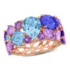 Mimi & Max 11 1/10ct Tgw Multi-gem Semi-eternity Ring In 14k Rose Gold