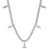 Mimi & Max 11 1/2ct Tgw Created White Sapphire Charm Necklace In Sterling Silver-17 In In Silver
