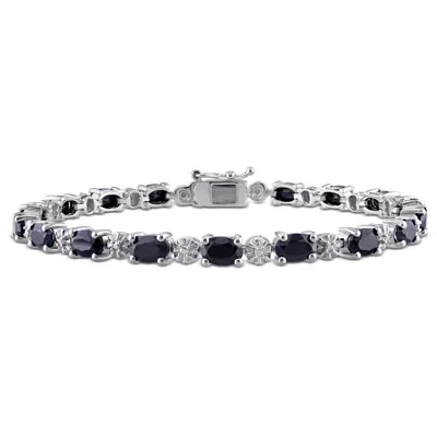 Mimi & Max 11 1/6ct Tgw Black Sapphire And Diamond Accent Bracelet In Sterling Silver In Multi