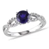 Mimi & Max 1/10 Ct Tw Diamond And Created Blue Sapphire Engagement Ring In 10k White Gold In White