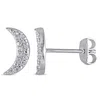 Mimi & Max 1/10ct Tdw Diamond Crescent Earrings In Sterling Silver In White