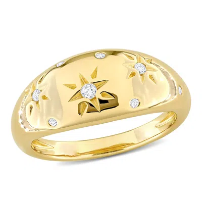 Mimi & Max 1/10ct Tdw Diamond Dome-shaped Star Ring In 10k Yellow Gold