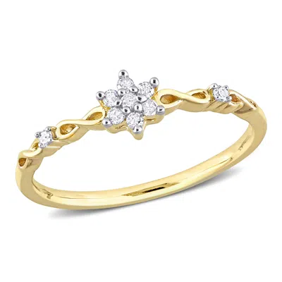 Mimi & Max 1/10ct Tdw Diamond Floral Promise Ring In Yellow Silver