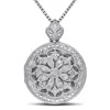 Mimi & Max 1/10ct Tdw Diamond Floral Vintage Locket Pendant With Chain In Sterling Silver In White