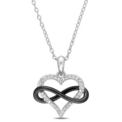 Mimi & Max 1/10ct Tdw Diamond Heart Infinity Pendant With Chain In Sterling Silver With Black Rhodium In Multi