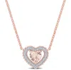 Mimi & Max 1/10ct Tgw Cubic Zirconia And Simulated Morganite Heart Necklace In Rose Plated Sterling Silver In Pink