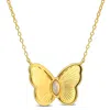 Mimi & Max 1/10ct Tgw Ethiopian Blue Opal Butterfly Necklace In Yellow Silver-17in In Blue