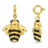 Mimi & Max 1/10ct Tw Black Diamond Bee Charm Black Rhodium And Yellow Silver In Black