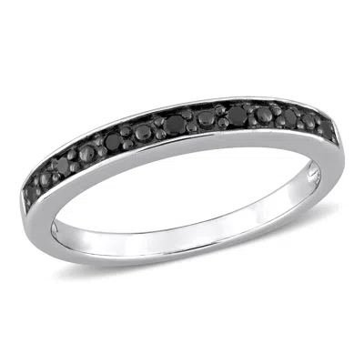 Mimi & Max 1/10ct Tw Black Diamond Wedding Band In Sterling Silver With Black Rhodium