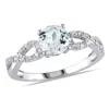 Mimi & Max 1/10ct Tw Diamond And Aquamarine Engagement Ring In 10k White Gold In Multi