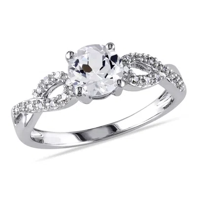 Mimi & Max 1/10ct Tw Diamond And Created White Sapphire Infinity Engagement Ring In 10k White Gold