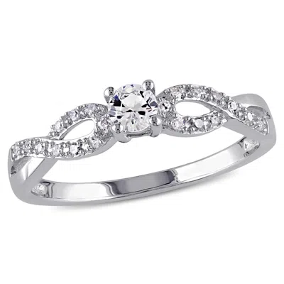 Mimi & Max 1/10ct Tw Diamond And Created White Sapphire Infinity Ring In Sterling Silver