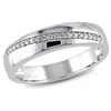 Mimi & Max 1/10ct Tw Diamond Mens Crossover Ring In Sterling Silver In Silver