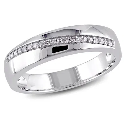 Mimi & Max 1/10ct Tw Diamond Mens Crossover Ring In Sterling Silver In White