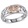 Mimi & Max 1/10ct Tw Diamond Openwork Bow Ring Sterling Silver With 14k Rose Gold In White