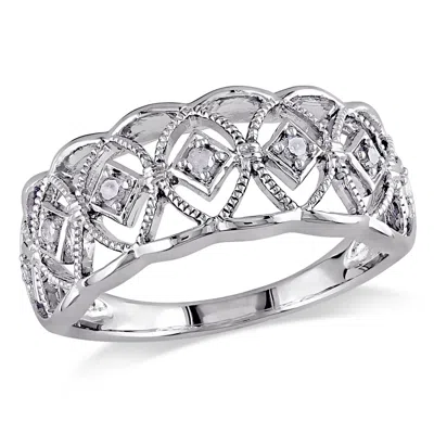 Mimi & Max 1/10ct Tw Diamond Openwork Ring In Sterling Silver In White