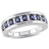 Mimi & Max 1/10ct Tw Diamond Sapphire Anniversary Band 10k White Gold In Blue
