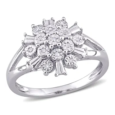Mimi & Max 1/10ct Tw Diamond Spoke Split Shank Ring Sterling Silver In White