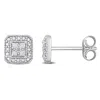 Mimi & Max 1/10ct Tw Diamond Square Cluster Stud Earrings In Sterling Silver In Silver