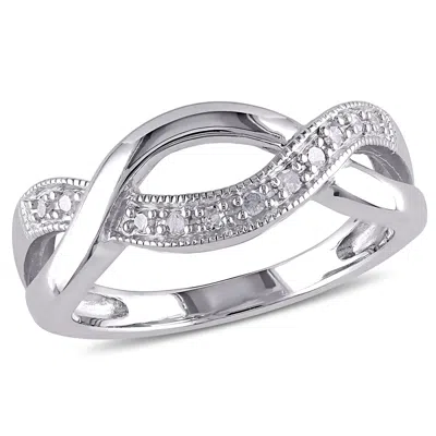 Mimi & Max 1/10ct Tw Diamond Twist Ring In Sterling Silver