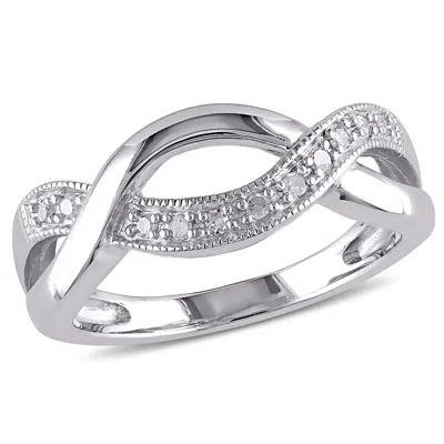 Mimi & Max 1/10ct Tw Diamond Twist Ring In Sterling Silver In White