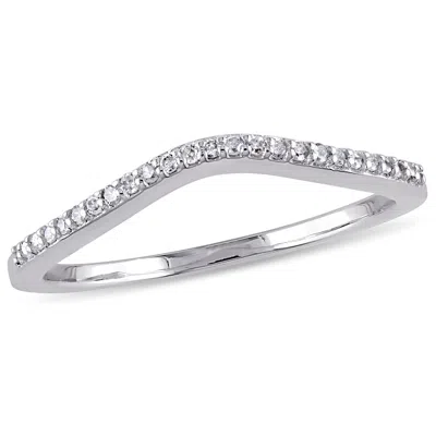 Mimi & Max 1/10ct Tw Ladies Diamond Curved Wedding Band 10k White Gold