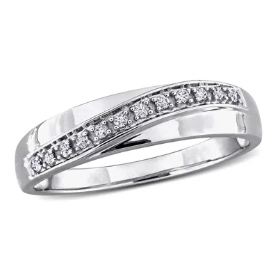 Mimi & Max 1/10ct Tw Mens Crossover Diamond Wedding Band In 10k White Gold