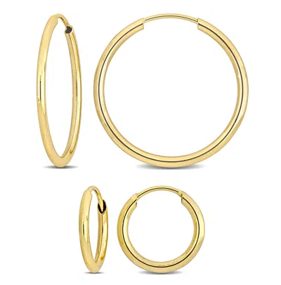 Mimi & Max 11mm 20mm Hoop Earrings 2-piece Set 14k Yellow Gold In White