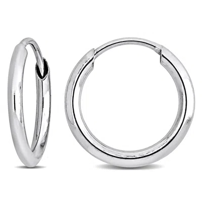 Mimi & Max 11mm Hoop Earrings In 14k White Gold In Silver