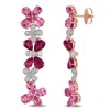 Mimi & Max 12 1/10ct Tgw Pink Red Tourmaline 1 1/4ct Tw Diamond Floral Earrings 14k Rose Gold In Multi