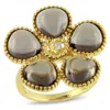Mimi & Max 12 1/2ct Tgw Smokey Quartz And Diamond Floral Ring Yellow Silver In Brown