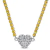 Mimi & Max 12 1/3ct Tgw Citrine Created White Sapphire Heart Necklace In Sterling Silver-17 In In Silver