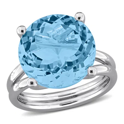Mimi & Max 12 1/3ct Tgw Sky Blue Topaz Solitaire Cocktail Ring In Sterling Silver