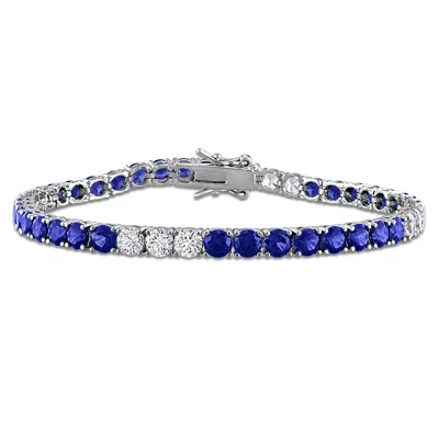 Mimi & Max 12 1/6 Ct Tgw Created White Sapphire Created Emerald Bracelet Yellow Silver In Metallic