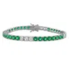 Mimi & Max 12 1/6 Ct Tgw Created White Sapphire Created Emerald Bracelet Yellow Silver In Metallic