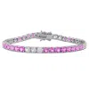 Mimi & Max 12 1/6 Ct Tgw Created White Sapphire Created Emerald Bracelet Yellow Silver In Purple
